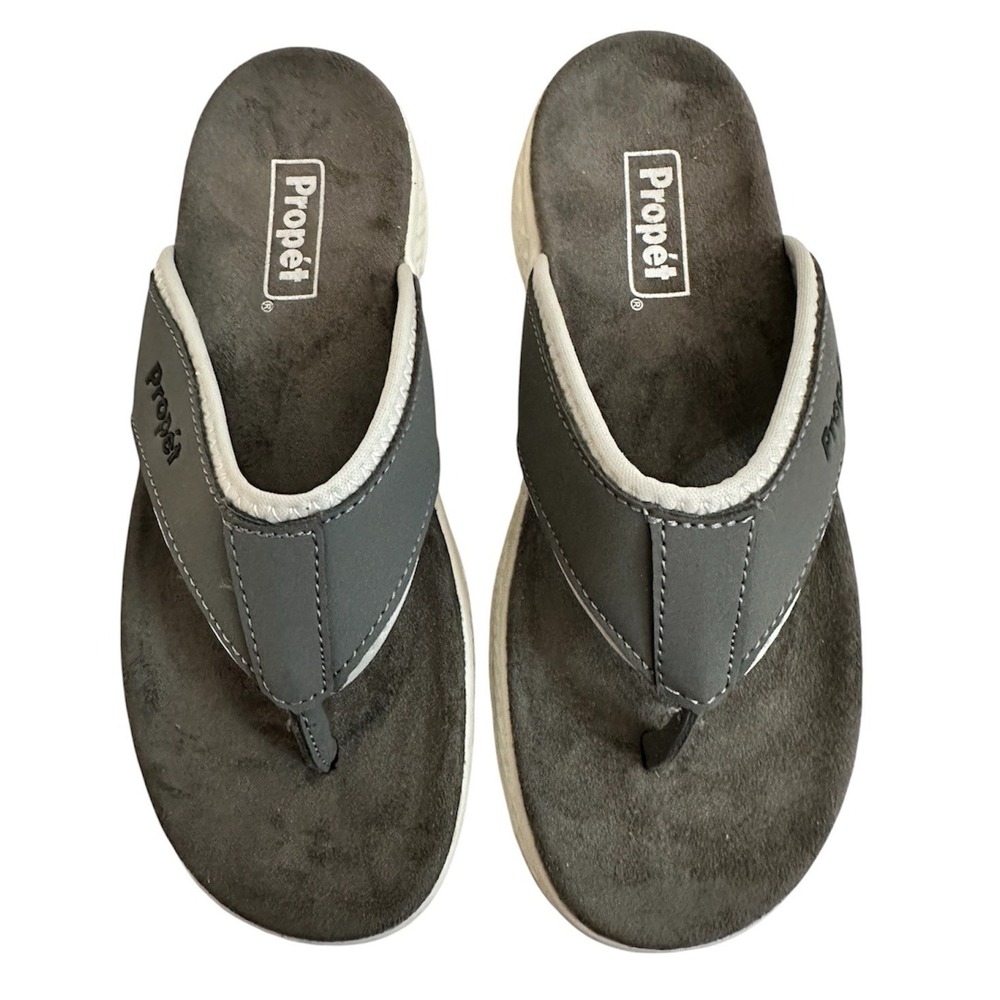 Propét TravelActiv FT Women's Sandal Size 5 Grey Lightweight Comfort Flip Flop